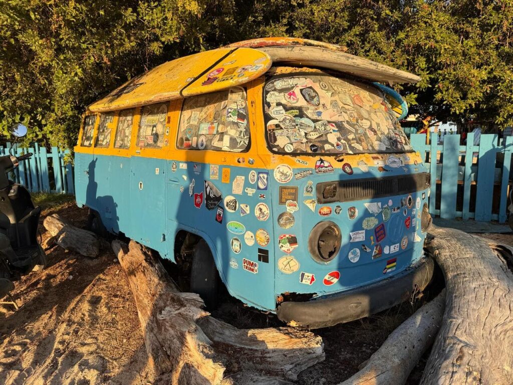 Destroyed public transportation car on bonaire