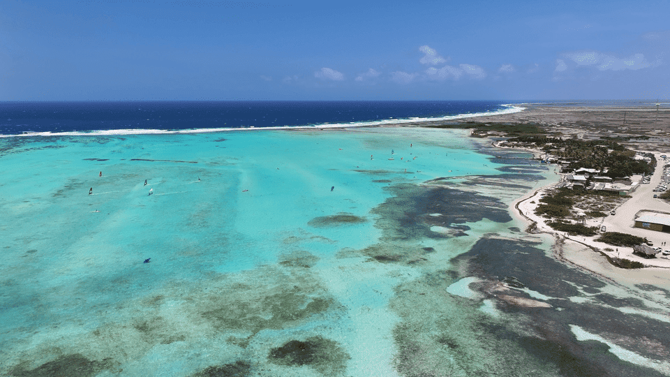 Drone shot of Lac Bay on Bonaire