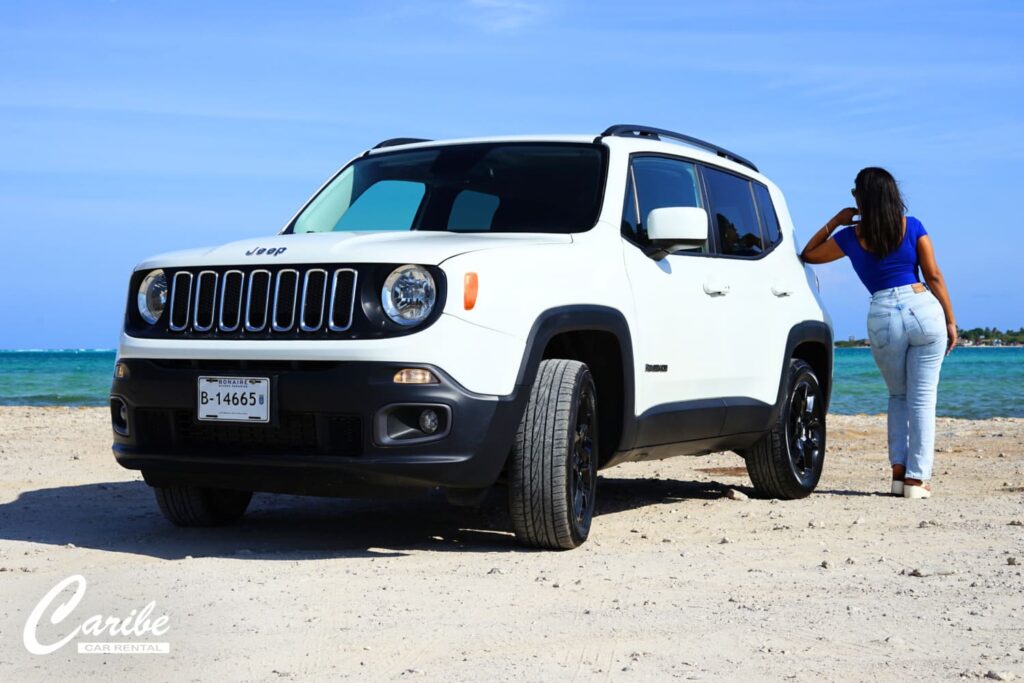 Caribe car rental jeep renegade bonaire front left view