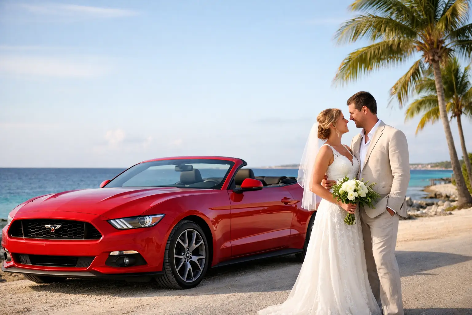 Bonaire Wedding Getaway Mustang Rental Story